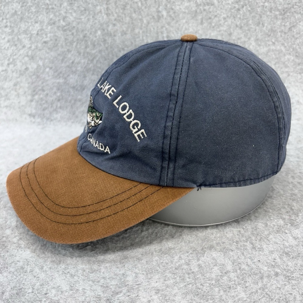 Fletcher Lake Lodge Ontario Canada Fish Logo Strapback Hat OSFM Blue Brown - Picture 5 of 12